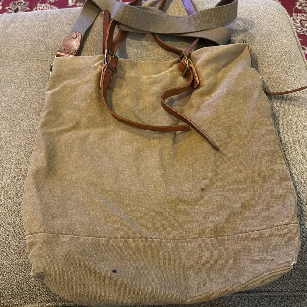 Street Level Leather and Canvas Tote Crossbody Bag (TD)